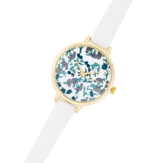 Gold Watch With Floral Print Dial freeshipping - Higher Class Elegance