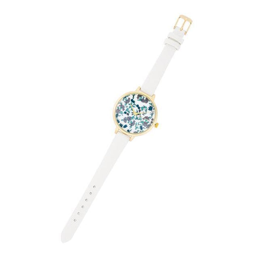 Gold Watch With Floral Print Dial freeshipping - Higher Class Elegance