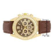 Brown Leather Watch With Crystals freeshipping - Higher Class Elegance