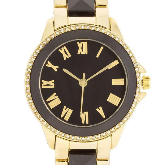 Black And Gold Metal Crystal Watch freeshipping - Higher Class Elegance