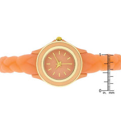 Carmen Braided Ladylike Watch With Coral Rubber Strap freeshipping - Higher Class Elegance