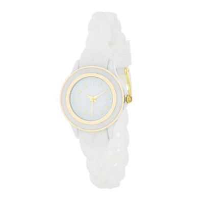 Carmen Braided Ladylike Watch With White Rubber Strap freeshipping - Higher Class Elegance