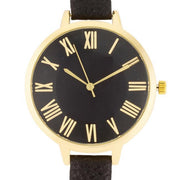 Gold Watch With Black Leather Strap freeshipping - Higher Class Elegance
