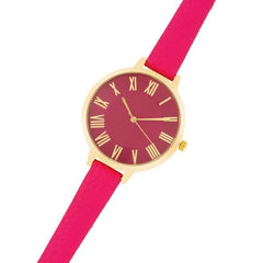Gold Watch With Pink Leather Strap freeshipping - Higher Class Elegance