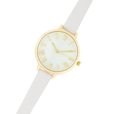 Gold Watch With White Leather Strap freeshipping - Higher Class Elegance