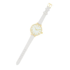 Gold Watch With White Leather Strap freeshipping - Higher Class Elegance