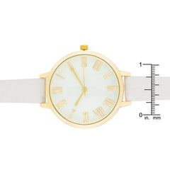 Gold Watch With White Leather Strap freeshipping - Higher Class Elegance