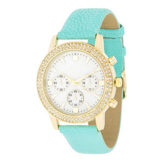 Gold Shell Pearl Watch With Crystals freeshipping - Higher Class Elegance