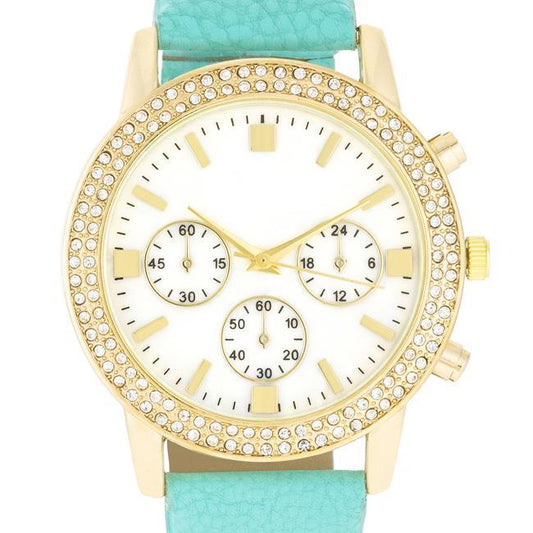 Gold Shell Pearl Watch With Crystals freeshipping - Higher Class Elegance