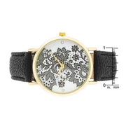 Gold Watch With Floral Print Dial freeshipping - Higher Class Elegance