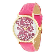 Gold Watch With Floral Print Dial freeshipping - Higher Class Elegance
