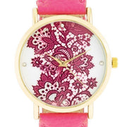 Gold Watch With Floral Print Dial freeshipping - Higher Class Elegance