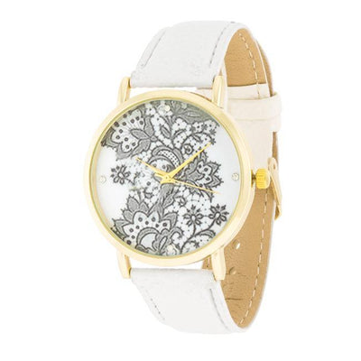 Gold Watch With Floral Print Dial freeshipping - Higher Class Elegance