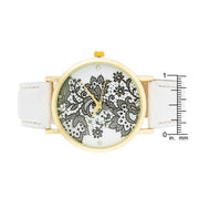 Gold Watch With Floral Print Dial freeshipping - Higher Class Elegance