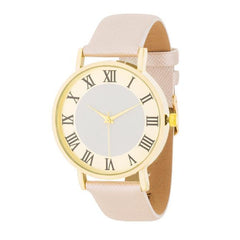 Gold Classic Watch With Champagne Leather Strap freeshipping - Higher Class Elegance