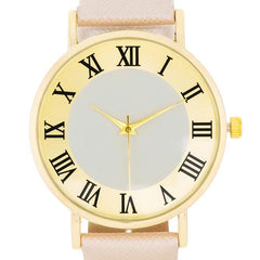 Gold Classic Watch With Champagne Leather Strap freeshipping - Higher Class Elegance