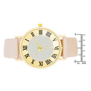 Gold Classic Watch With Champagne Leather Strap freeshipping - Higher Class Elegance