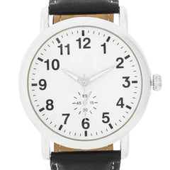 Silver Classic Watch With Black Leather Strap freeshipping - Higher Class Elegance