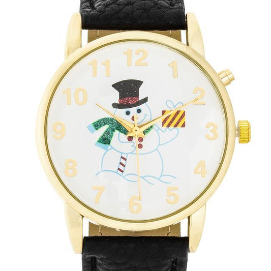 Gold Holiday Tune Watch With Black Leather Strap freeshipping - Higher Class Elegance