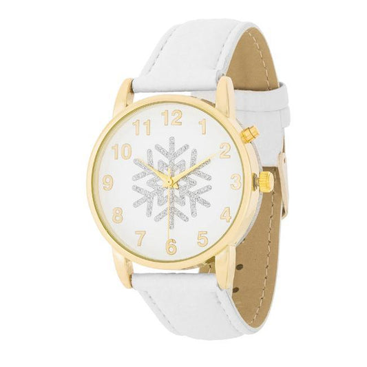 Gold Holiday Tune Watch With White Leather Strap freeshipping - Higher Class Elegance