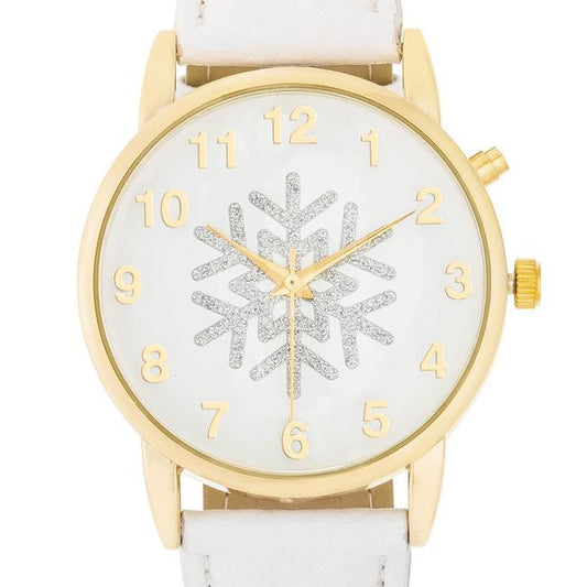 Gold Holiday Tune Watch With White Leather Strap freeshipping - Higher Class Elegance