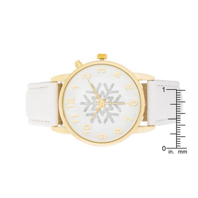 Gold Holiday Tune Watch With White Leather Strap freeshipping - Higher Class Elegance