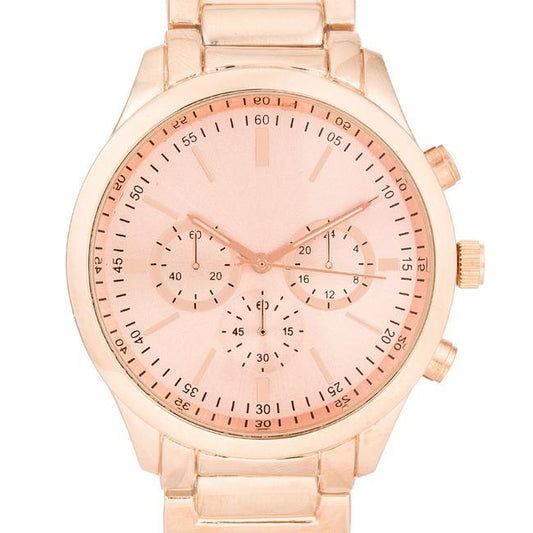 Chrono Rose Gold Metal Watch freeshipping - Higher Class Elegance