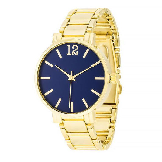 Gold Metal Watch - Navy freeshipping - Higher Class Elegance