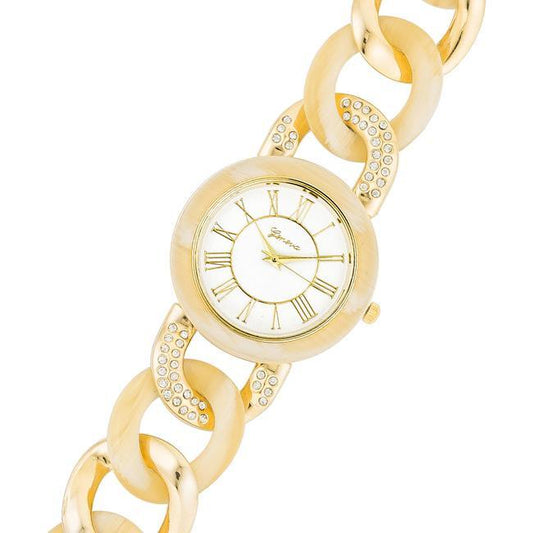 Gold Link Watch with Crystlas freeshipping - Higher Class Elegance