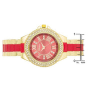 Gold Metal Cuff Watch With Crystals - Coral freeshipping - Higher Class Elegance