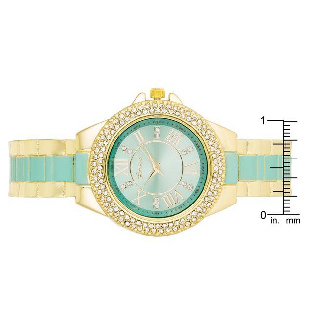 Gold Metal Cuff Watch With Crystals - Mint freeshipping - Higher Class Elegance
