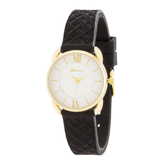 Mina Gold Classic Watch With Black Rubber Strap freeshipping - Higher Class Elegance