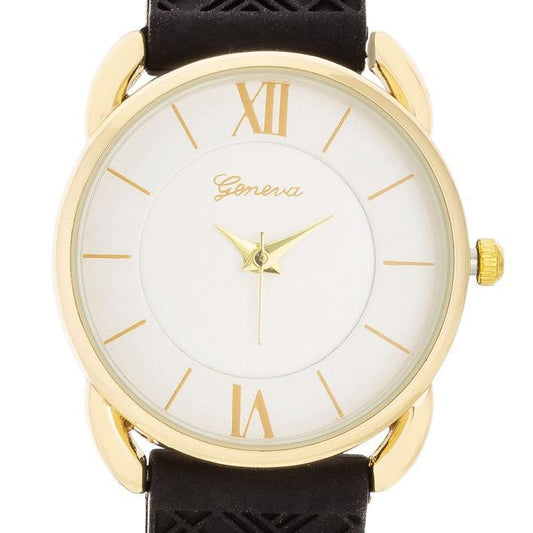 Mina Gold Classic Watch With Black Rubber Strap freeshipping - Higher Class Elegance