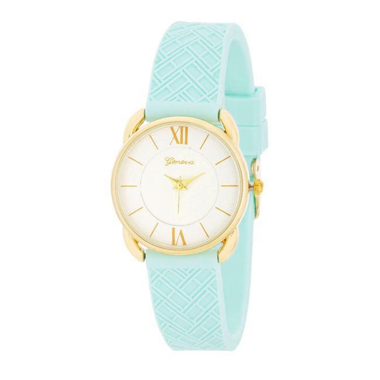 Mina Gold Classic Watch With Mint Rubber Strap freeshipping - Higher Class Elegance