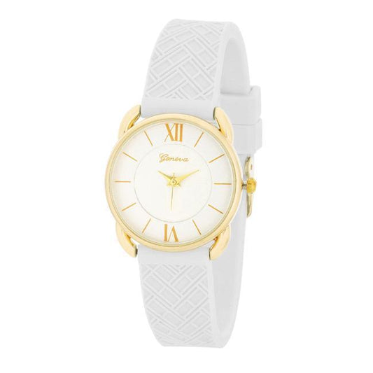 Mina Gold Classic Watch With White Rubber Strap freeshipping - Higher Class Elegance