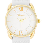 Mina Gold Classic Watch With White Rubber Strap freeshipping - Higher Class Elegance