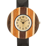 Brenna Black Wood Inspired Leather Cuff Watch freeshipping - Higher Class Elegance
