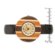 Brenna Black Wood Inspired Leather Cuff Watch freeshipping - Higher Class Elegance