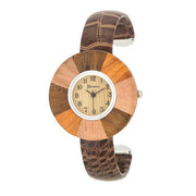 Brenna Dark Brown Wood Inspired Leather Cuff Watch freeshipping - Higher Class Elegance