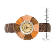Brenna Dark Brown Wood Inspired Leather Cuff Watch freeshipping - Higher Class Elegance