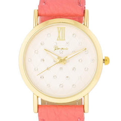 Gold Coral Leather Watch freeshipping - Higher Class Elegance