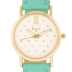 Gold Mint Leather Watch freeshipping - Higher Class Elegance