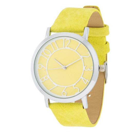 Silver Watch With Yellow Leather Strap freeshipping - Higher Class Elegance