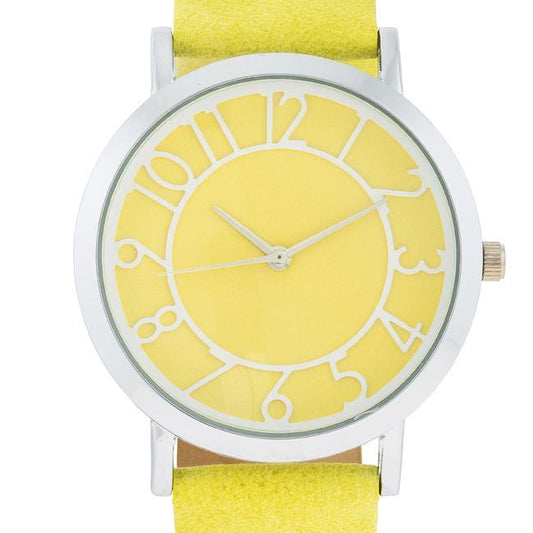 Silver Watch With Yellow Leather Strap freeshipping - Higher Class Elegance