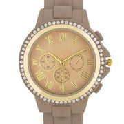Ava Gold Taupe Metal Watch With Crystals freeshipping - Higher Class Elegance