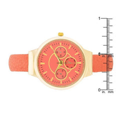 Reyna Gold Coral Leather Cuff Watch freeshipping - Higher Class Elegance