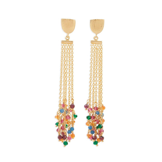 14 Karat Gold Plated Brass Multi Color Fashion Earrings freeshipping - Higher Class Elegance