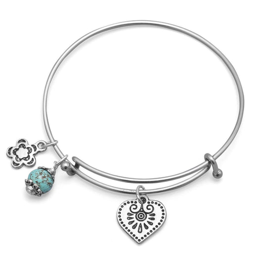 Expandable Heart Charm Fashion Bangle Bracelet freeshipping - Higher Class Elegance