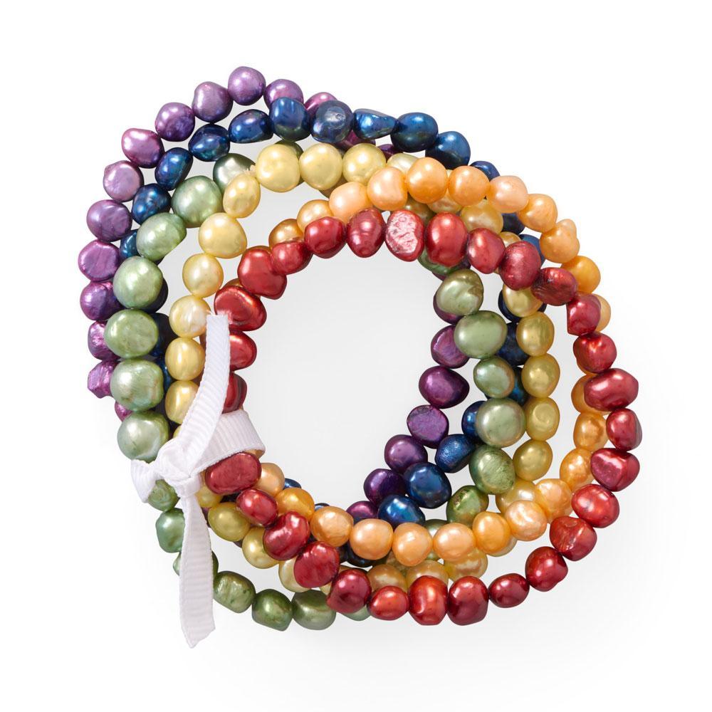 Rainbow Cultured Freshwater Pearl Bracelets freeshipping - Higher Class Elegance