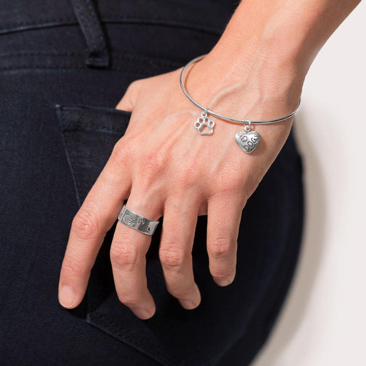 Oxidized Paw Print Band freeshipping - Higher Class Elegance